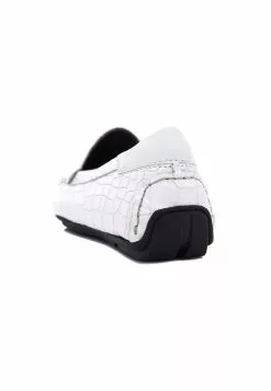 BONIA White Mina Croco-Embossed Loafers -Cheap Bonia Store bonia 0091 1275716 3