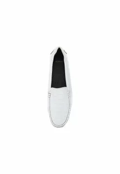 BONIA White Mina Croco-Embossed Loafers -Cheap Bonia Store bonia 0091 1275716 5