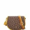 BONIA Dark Yellow Miley Monogram Saddle Bag S