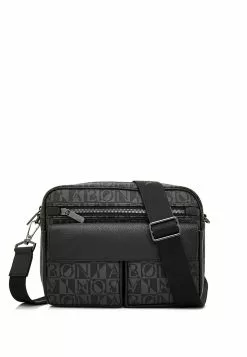 BONIA Black Monogram Messenger Bag