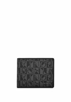 BONIA Black Dario Monogram Centre Flap Wallet