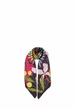 BONIA Black Fleurette Silk Square Scarf
