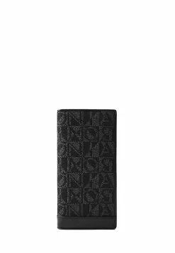 BONIA Black Nathan Monogram 2 Fold Long Wallet