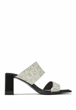 BONIA White Celeste Monogram Open Toe Pumps